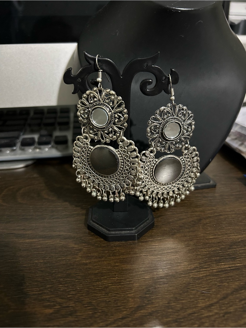 Bohemian Silver-Tone Mirror Drop Earrings - Women Jewelry